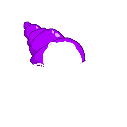 a stick figure in a hermit crab shell