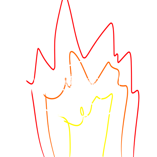 stick figure with spiral eyes on fire